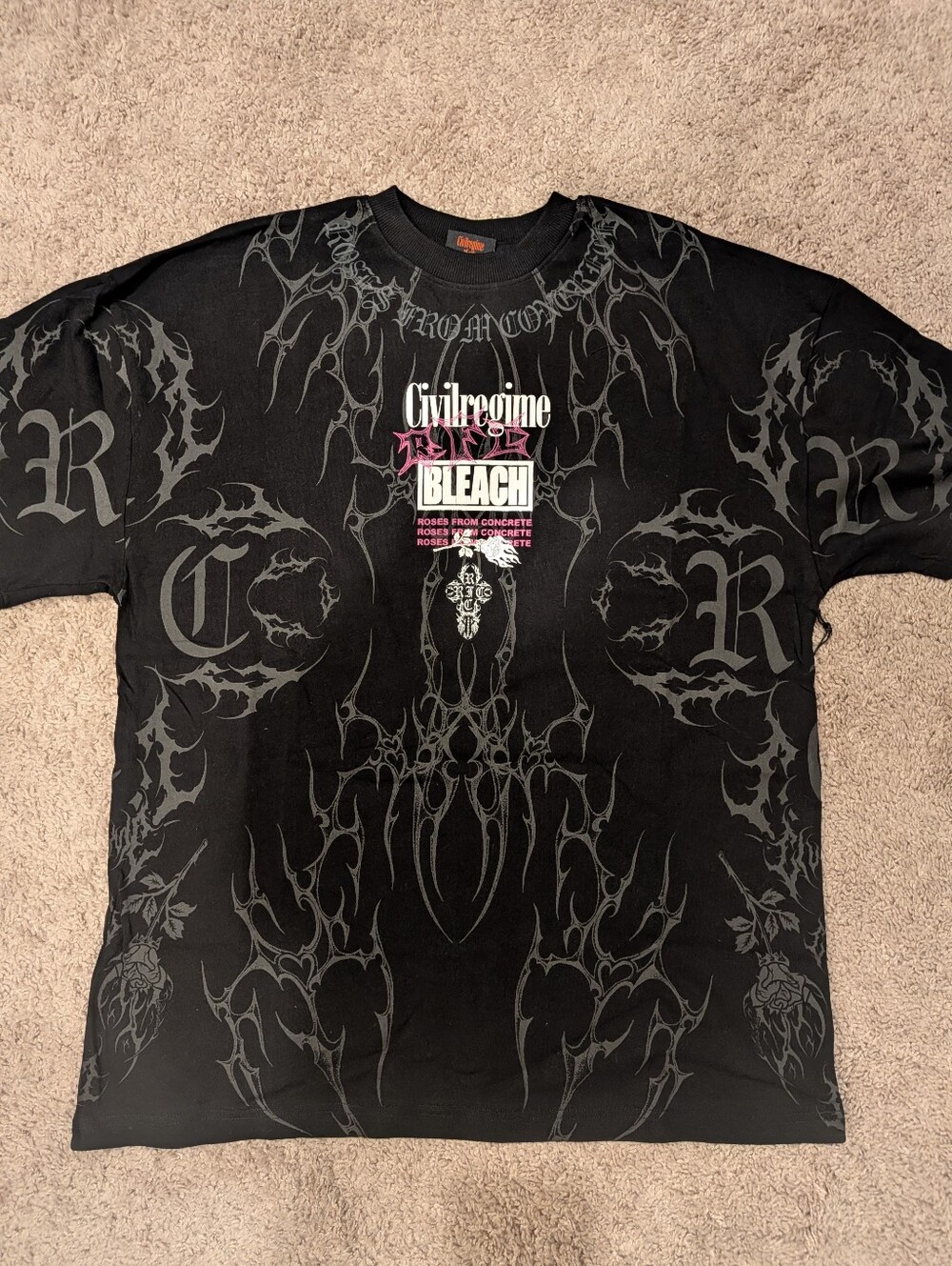 Civil Regime x BLEACH Roses From Concrete Oversized Graphic T-Shirt NWT